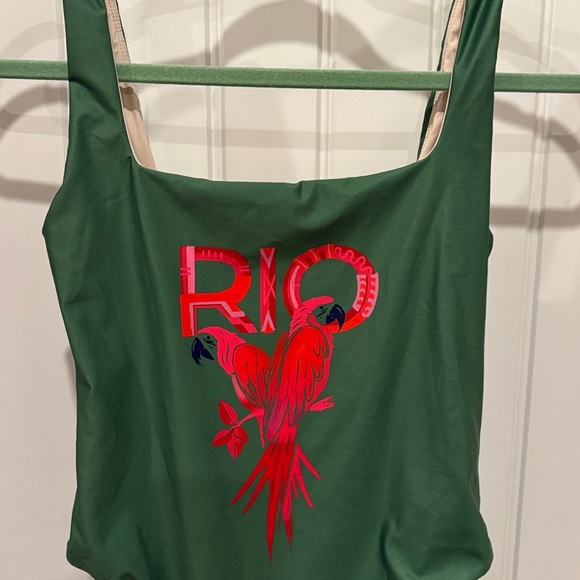 FARM Rio Green One Piece Swimsuit with Red Design - Picture 2 of 4